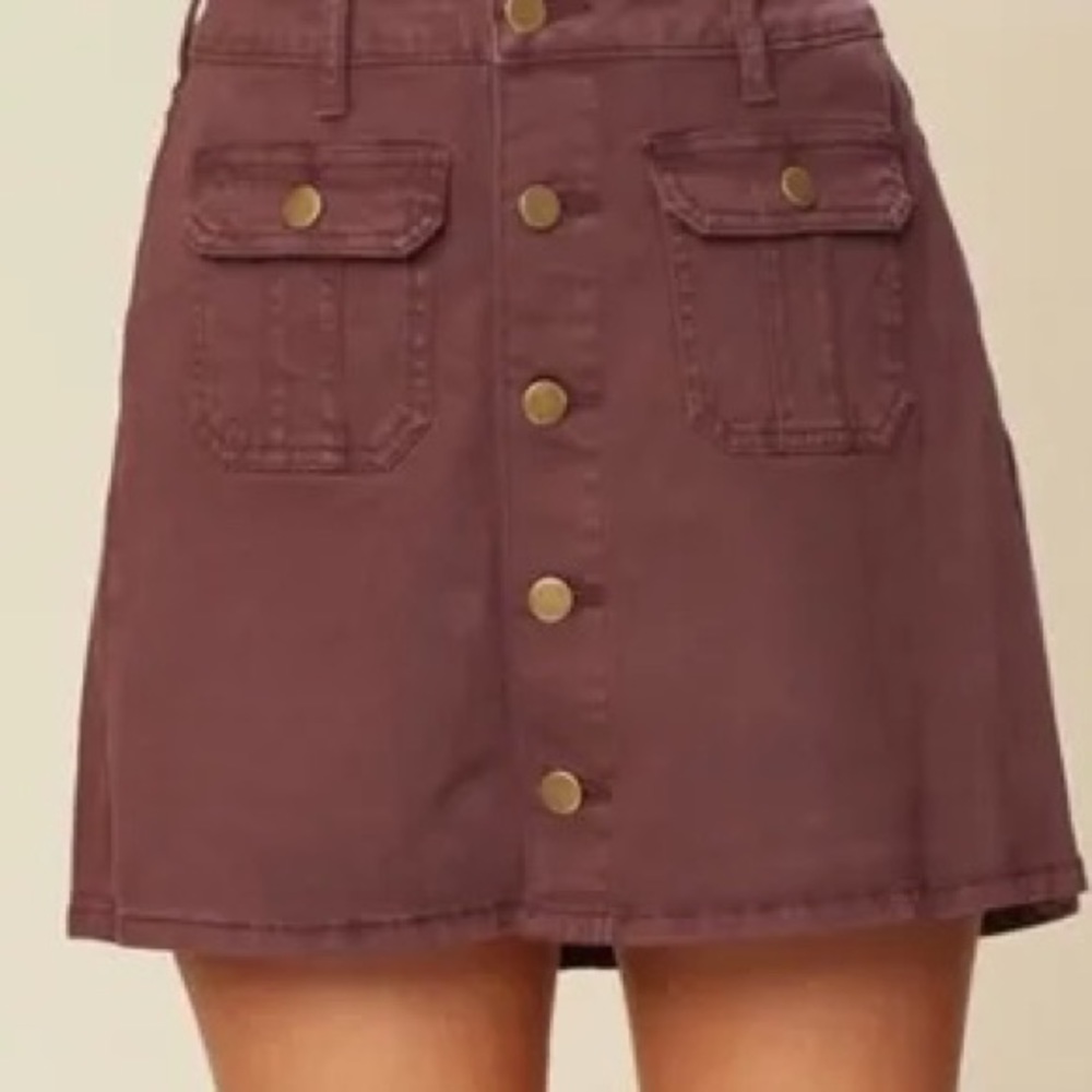 Altar’d State Purple Button-Up Skirt w/ Gold Buttons Size XS